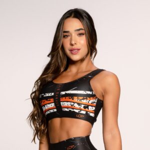 Top Fitness Academia Suplex Estampado Básico Preto Strong Girl Lot