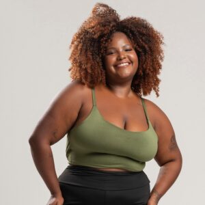 Top Plus Size Feminino Fitness Sem Costura Forro Duplo, Academia