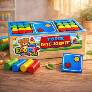 Torre de Empilhar Infantil em Madeira Brinquedo Educativo