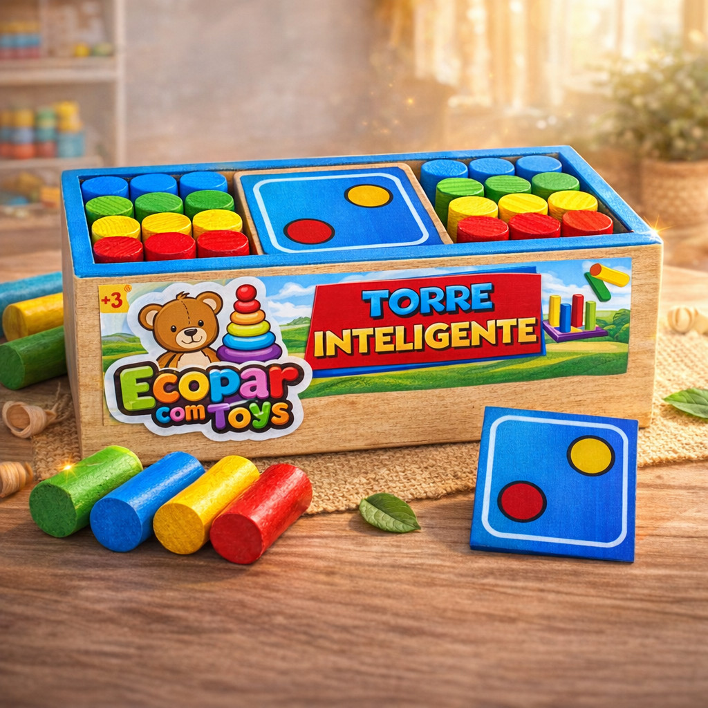Torre de Empilhar Infantil em Madeira Brinquedo Educativo — Brinquedos