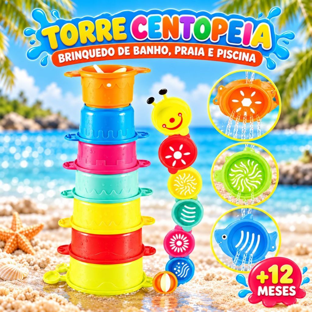 Torre Divertida Brinquedo Bebes Praia água Brinquedo Educativo