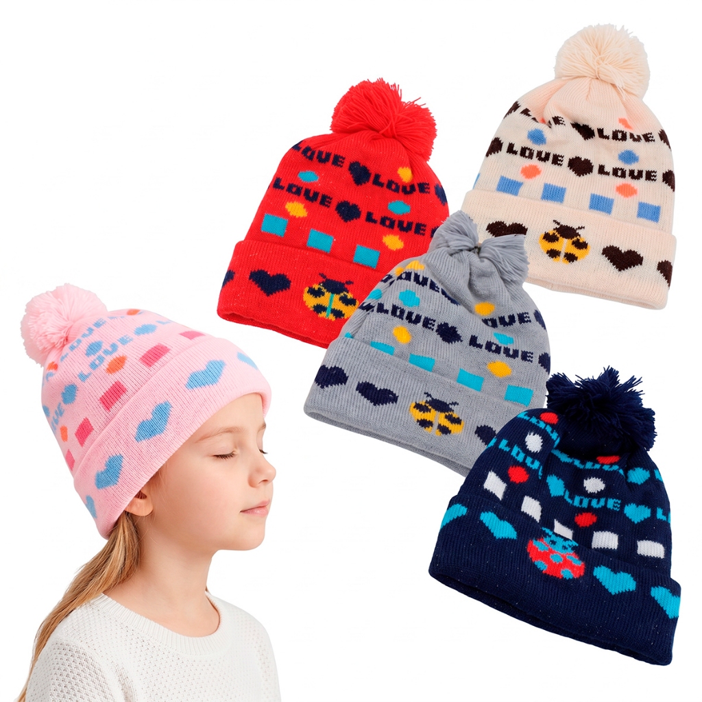 Touca Infantil Pompom Forrada Pelúcia Térmica Inverno Gorro Criança — Brinquedos