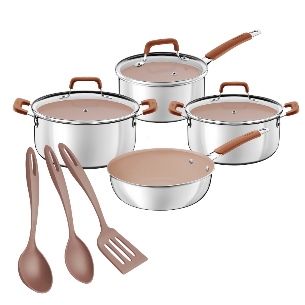 Tramontina Jogo de Panelas 7 Peças Indução Gás Conjunto de Panelas — Cozinha e Utensílios
