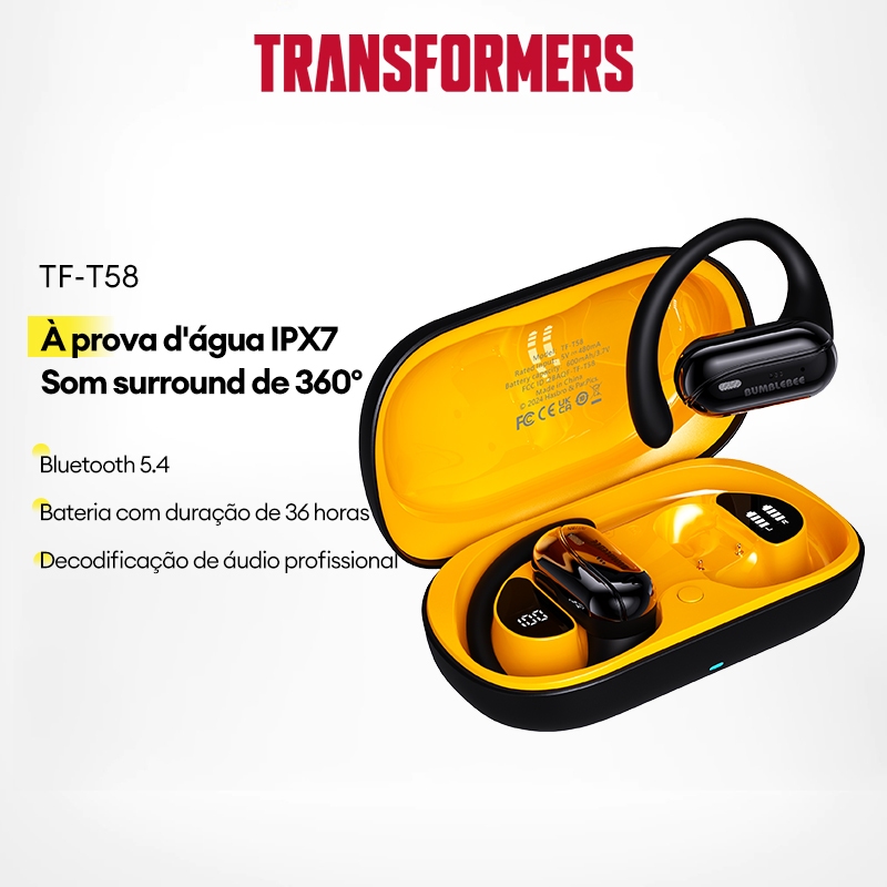 Transformers TF-T58 Fone de ouvido Bluetooth IPX7 À Prova Dwaterproof