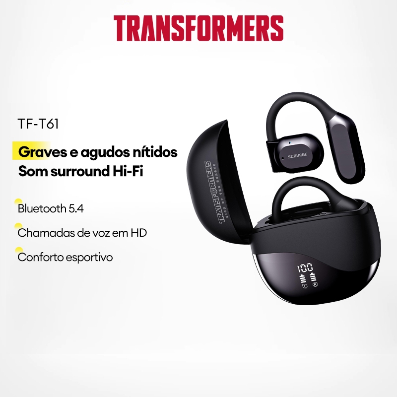 Transformers TF-T61 Fone De Ouvido Sem Fio Bluetooth Graves Pesados
