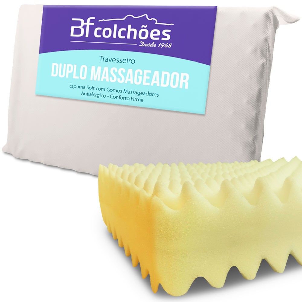 Travesseiro Massageador Duplo Percal 180 fios Espuma Soft Macio
