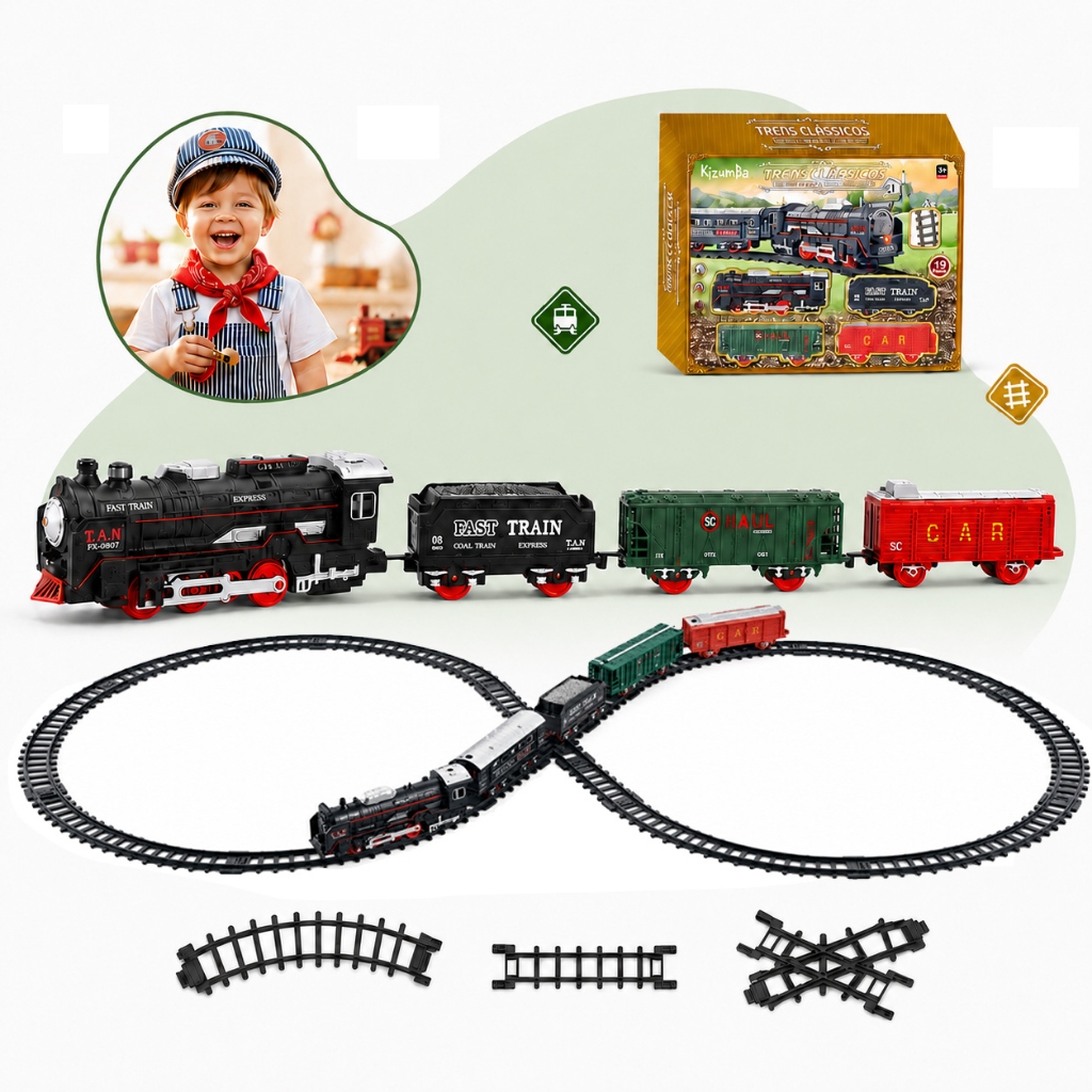 Trenzinho Elétrico Locomotiva Infantil Maria Fumaça Com Luz Som — Brinquedos