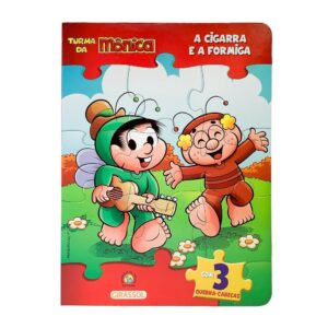 Turma da Mônica Livro Quebra-Cabeças A Cigarra e a Formiga Com 3
