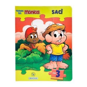 Turma da Mônica Livro Quebra-Cabeças Saci Com 3 Quebra-Cabeças