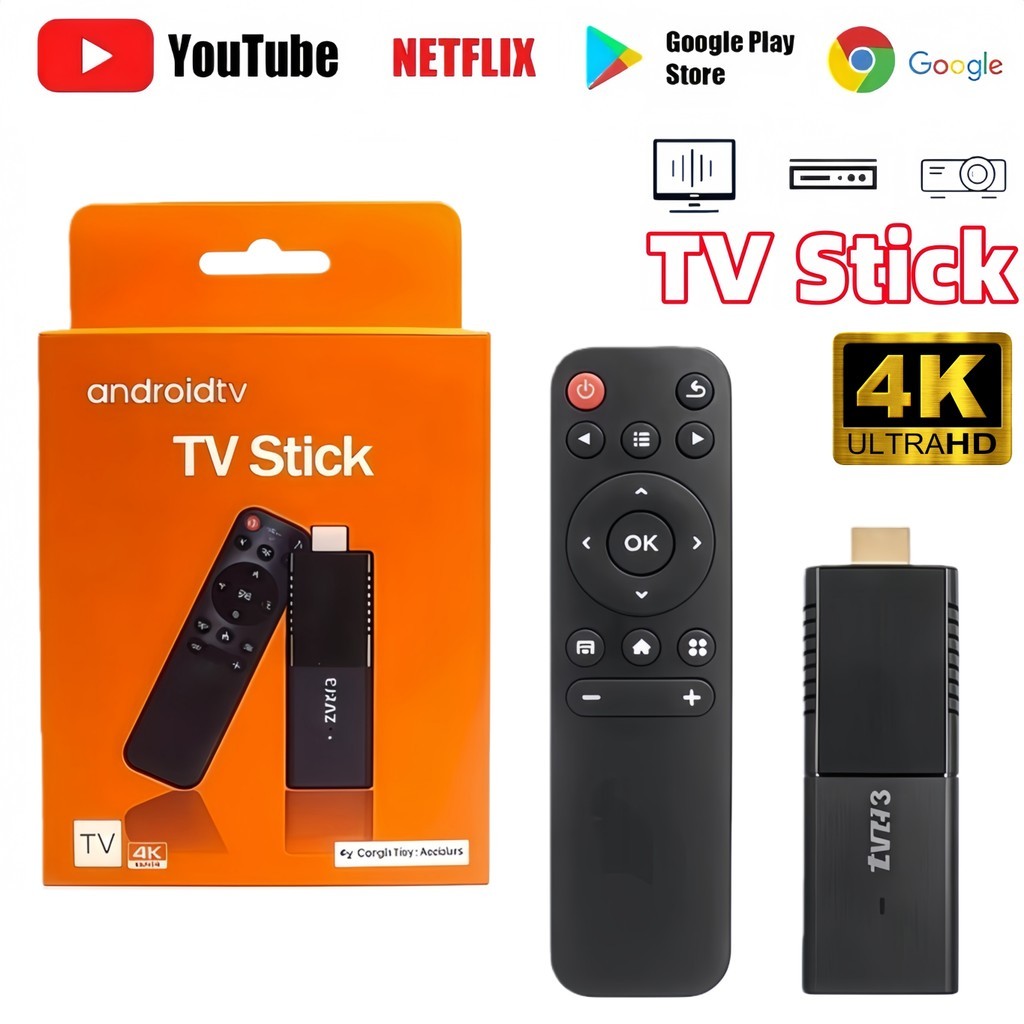 TV Stick 4K Ultra HD Sistema Android 8GB+128GB Wi-Fi 2.4G 5G Hdmi — TV e Vídeo