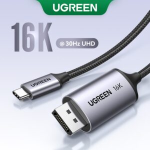 Ugreen 16K 8K Usb C Para Dp 2.1 Cabo Trançado De Nylon Macho Monitor