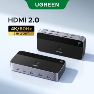 Ugreen 2 Em 2 Saídas Hdmi Kvm Switch USB 3.0 4K 60Hz Para Discos U De