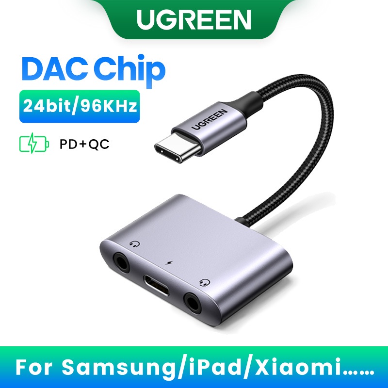 Ugreen 3-In-1 Usb C A 3 5 mm Dac Suporte De Adaptador De Áudio PD 60W