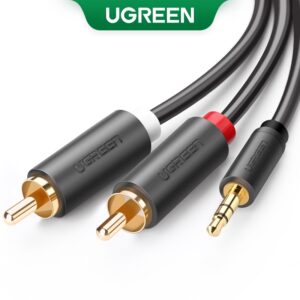 Ugreen Cabo Rca Verde De 3,5 Mm A 2RCA Adaptador Auxiliar De Áudio — Celulares e Acessórios