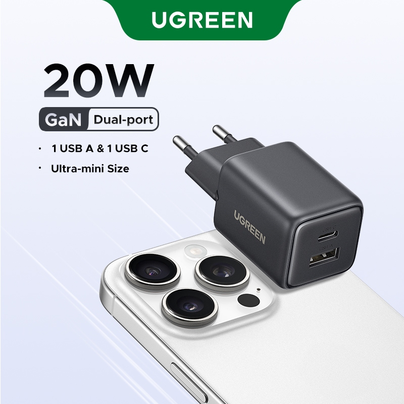 Ugreen Nexodeugreen 20W A Carregador De 2 Portas Nexode GaN Rápido — Celulares e Acessórios