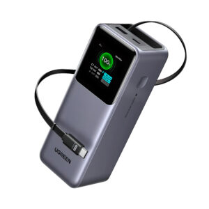 Ugreen Power Bank Portátil 20mAh 165W Cabo Usb C Retrátil