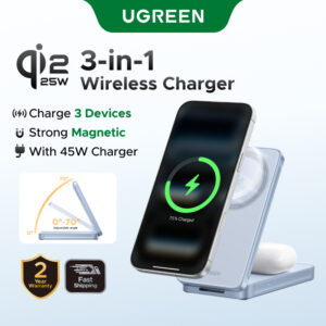 Ugreen Qi2 25W 2 Em 1 Carregador Magnético Dobrável Sem Fio Porta USB