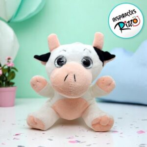 Vaca De Pelúcia Branca e Rosa 15,5cm 1 unidade Rizzo