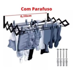 Varal De Roupa Retrátil Para Parede 60cm Apartamento Casa Sanfonado