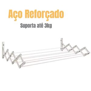 Varal De Roupa Retrátil Para Parede Apartamento 60cm Casa Sanfonado