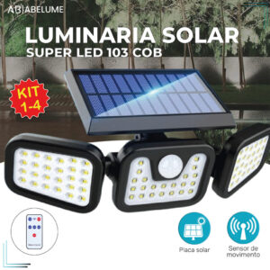 Variação de 1 a 4 itens Luminária Solar Led 10W com Sensor de