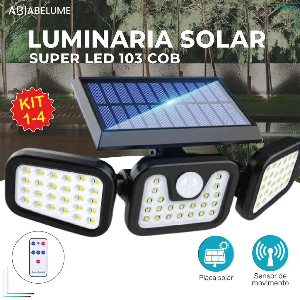 Variação de 1 a 4 itens Luminária Solar Led 10W com Sensor de