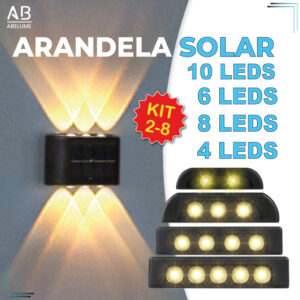 Variação de 2 a 8 itens Luminária Arandela Solar 6 8 e 10 LED Luz