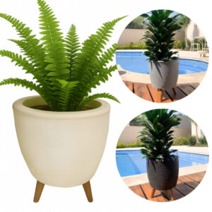 Vaso de Planta 30cm com Tripé de Madeira Decorativo Int Ext