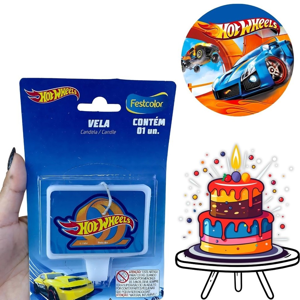 Vela Hot Wheels Festcolor — Brinquedos