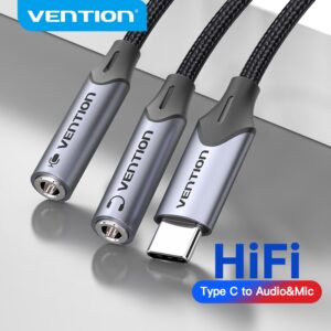 Venção Cabo De Áudio Tipo C Para Trs Microfone Jack De Áudio