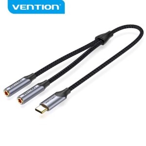 Venção Tipo C Para dual Fone De Ouvido E mic Jack Adaptador Macho — Informática