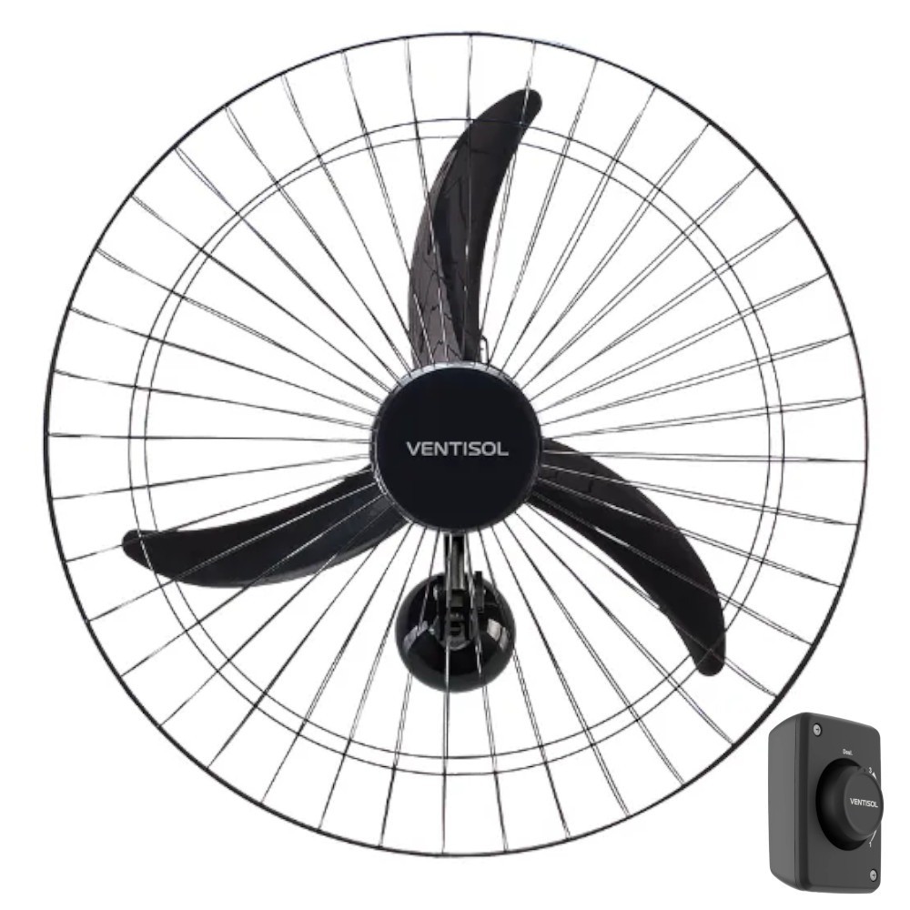 Ventilador de parede 60cm oscilante preto New Ventisol
