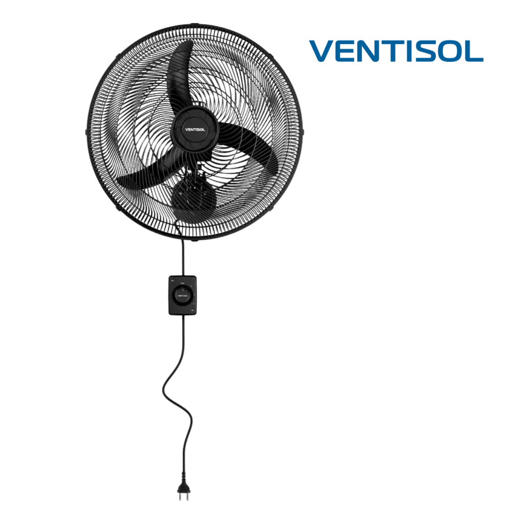 Ventilador de Parede Oscilante New 50cm Preto 3 Pás Ventisol Ar