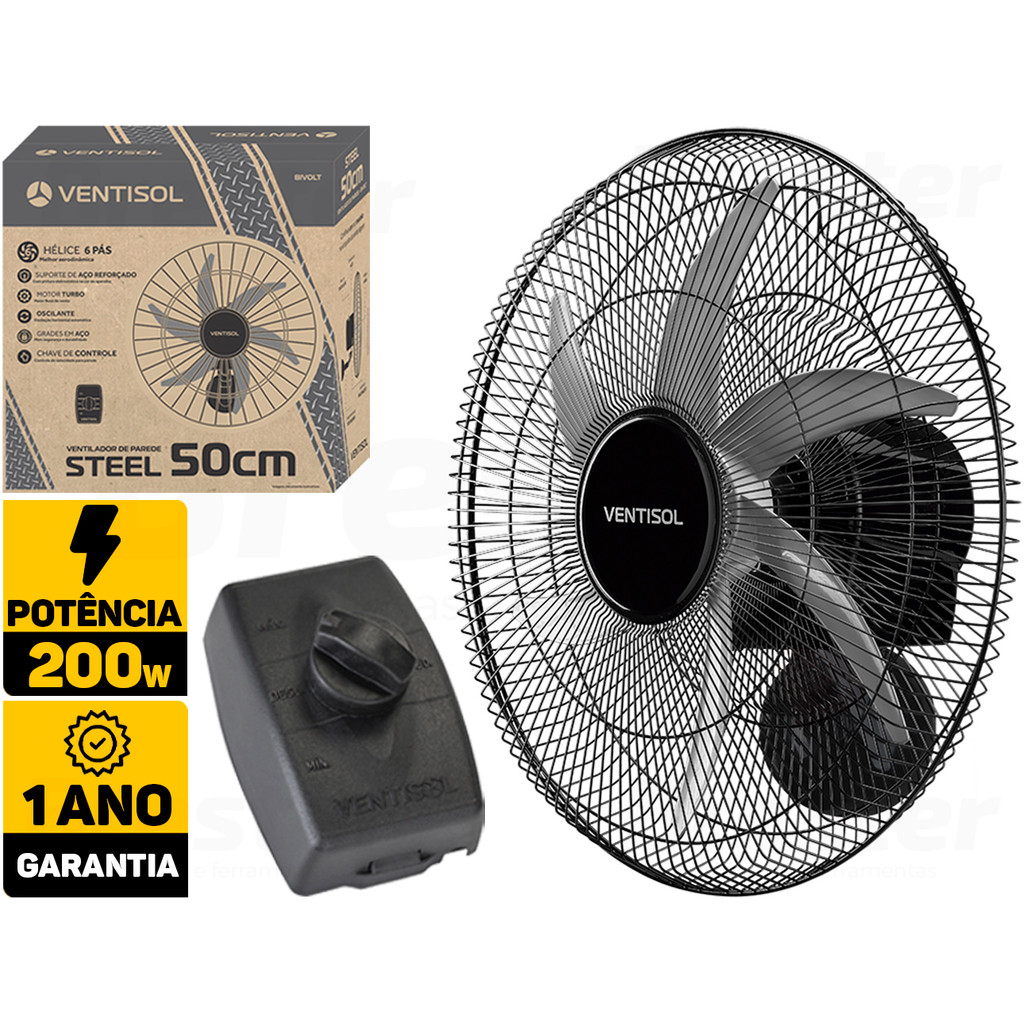Ventilador De Parede Steel 50cm Para Lojas Indústria Escritório