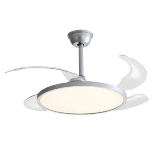 Ventilador De Teto Aliseu Lótus Bivolt Prata Controle Remoto Pás — Decoração