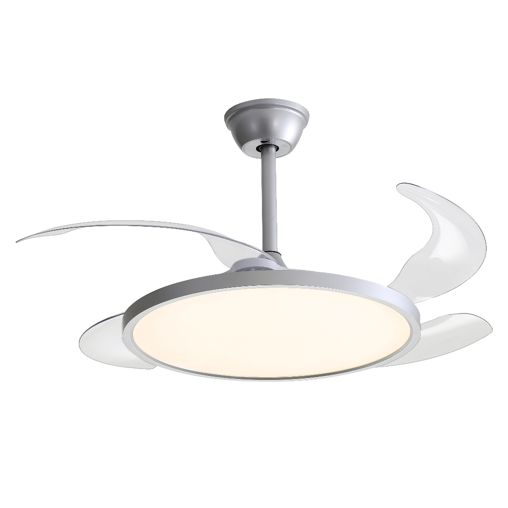 Ventilador De Teto Aliseu Lótus Bivolt Prata Controle Remoto Pás — Decoração