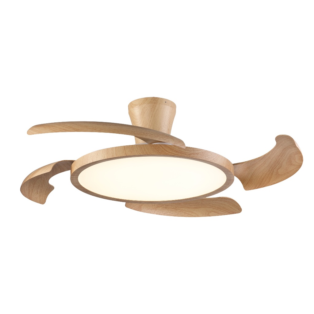 Ventilador de Teto Aliseu Retrátil Lírio Freijó, Luminária LED