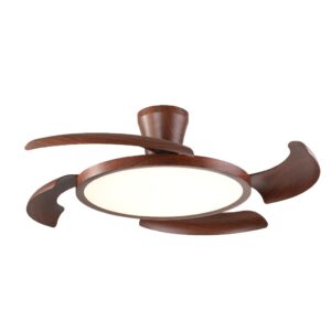 Ventilador de Teto Aliseu Retrátil Lírio Mogno, Luminária LED