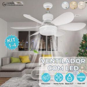 Ventilador de Teto Pro 80W ou 100W Super LED Lâmpada Controle Remoto — Decoração