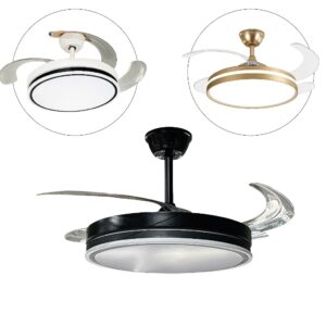 Ventilador de Teto Retrátil 36w Luminária led Controle Remoto Branco — Decoração