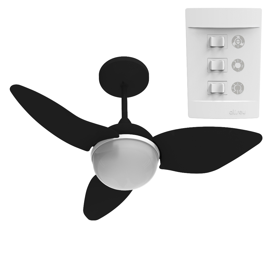 Ventilador Teto Aliseu Smart Preto Controle Parede — Ar e Ventilação