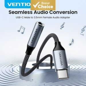 Vention Cabo De Áudio Tipo C Para 3.5 Mm Com Adaptador De Entrada