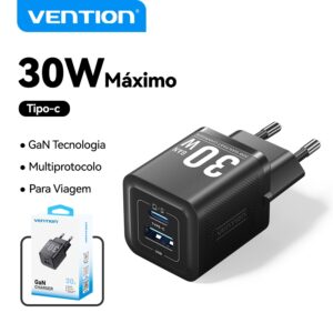 Vention Carregador USB Rápido Duas Portas A C 30W Para De Parede
