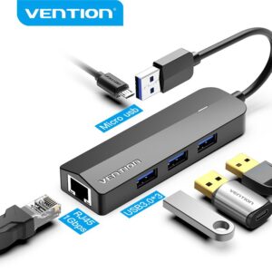 Vention Hub Usb 3.0 2.0 Para Ethernet Rj45 10 Gigabit 100 1000Mbps — Informática
