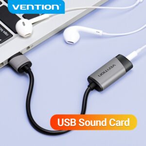 Vention Placa De Som USB Adaptador De Áudio Para Microfone 2 Em 1 De