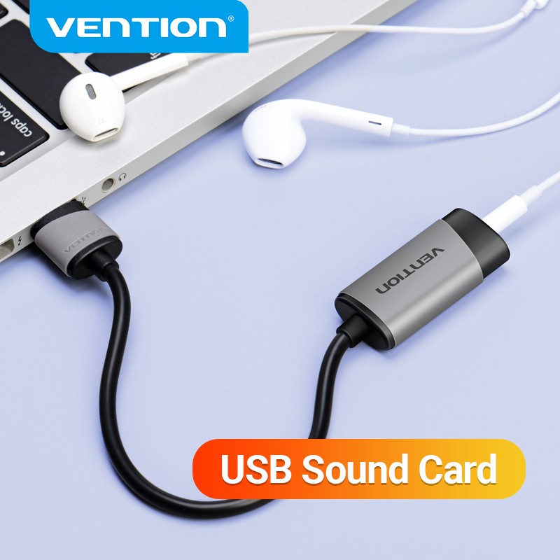 Vention Placa De Som USB Adaptador De Áudio Para Microfone 2 Em 1 De