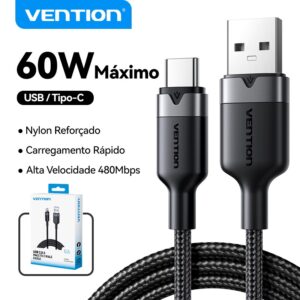 Vention USB A Para C Cabo 3A Saída 480Mbps Transferência De Alumínio