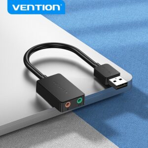 Vention USB Para Fone De Ouvido Microfone Porta Dupla Placa De Som