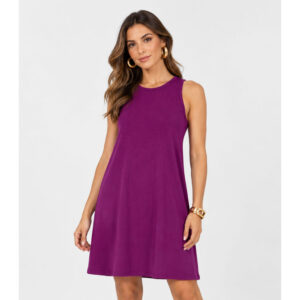 Vestido Feminino Curto Em Malha Visco Infinita Cor Roxo — Moda Feminina