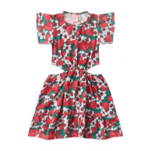 Vestido Feminino Infantil Campo De Morangos